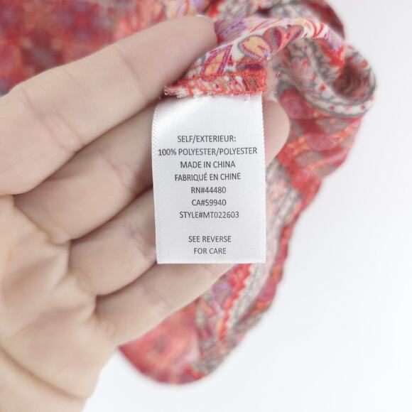 Fourteenth Place Boho Indie Romantic Floral Geometric Blouse Flutter Sleeve S - Picture 6 of 11